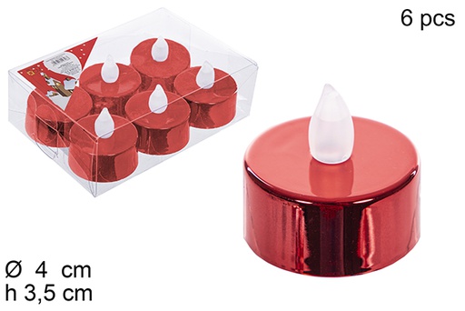 [110422] Pack 6 bougies lumineuses en PVC rouge 4 cm