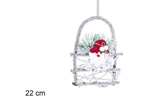 [110447] Colgante cesta Navidad blanca 22 cm