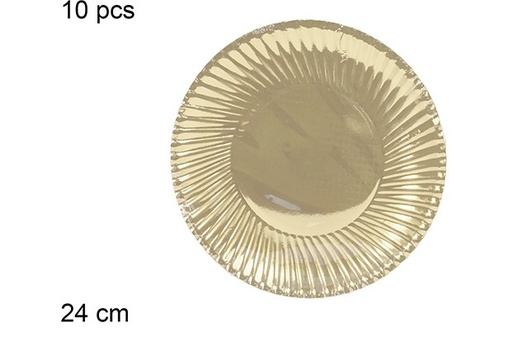 [110857] 10 GOLD CHRISTMAS PAPER PLATE 24 CM  