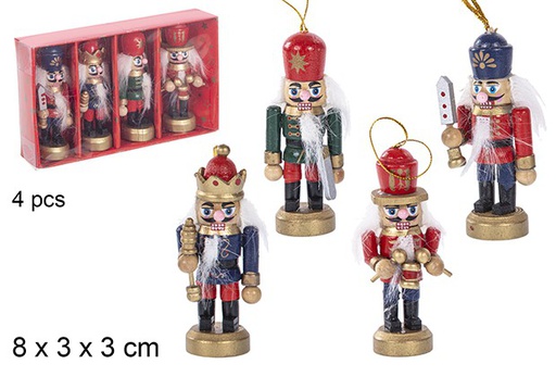 [111212] Pack 4 wooden Christmas nutcrackers assorted models 8 cm