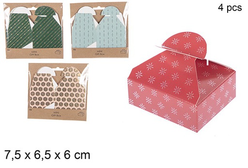[111243] Pack 4 gift box assorted colors 7,5x6,5x6 cm