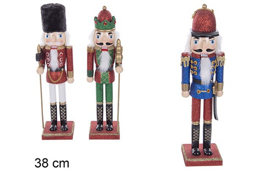 [111253] Cascanueces de Navidad de madera purpurina modelos surtidos 38 cm