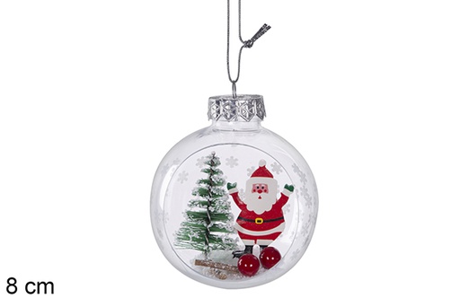 [111257] Christmas ball snowflakes with Santa Claus decoration 8 cm