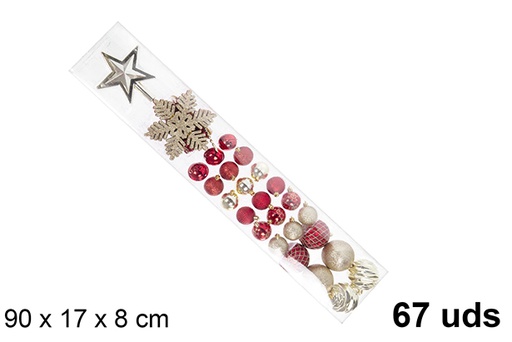 [111269] Pack 67 palline di Natale oro/rosse assortite