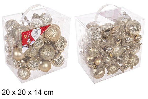 [111275] Pack of gold Christmas balls with star tip