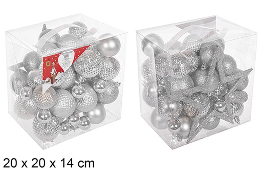 [111276] Pack of silver Christmas balls with star tip