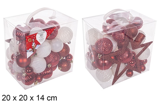 [111277] Pack of red Christmas balls with star tip