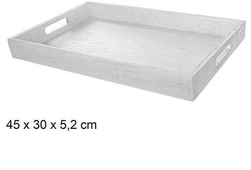 [111284] Silver wooden Christmas tray 45x30x5,2 cm