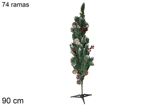 [111343] Árbol Navidad con bayas rojas 74 ramas 90 cm