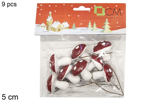 [111356] Pack 9 PVC mushrooms decoration 5cm