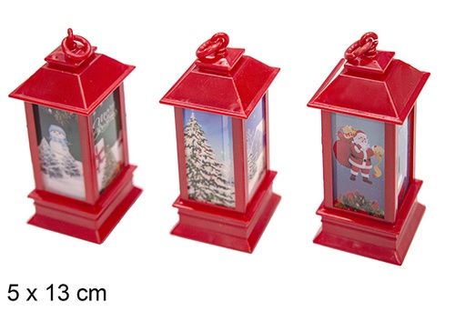 [111381] Red PVC battery-powered lantern assorted models 5x13 cm