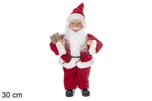 [111382] Santa Claus with music and battery-powered luminous gift 30 cm