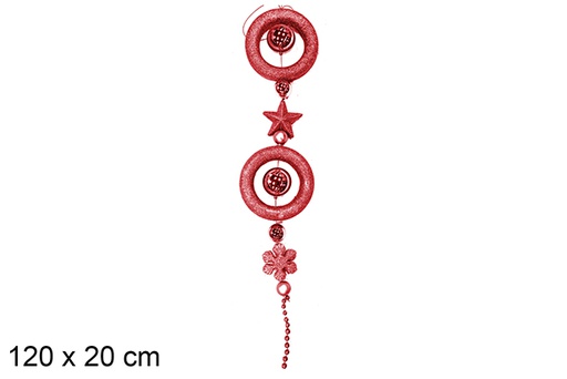 [111400] Pendentif paillettes rouge 120 cm