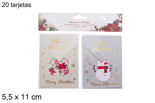 [111410] Pack 20 cartões de Natal decorados 5,5x11 cm