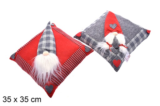 [205454] Cuscino decorato natalizio rosso/grigio assortito 35 cm