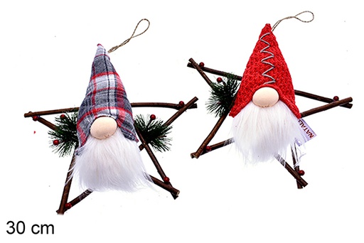 [205459] Star door pendant with assorted Christmas doll 30 cm