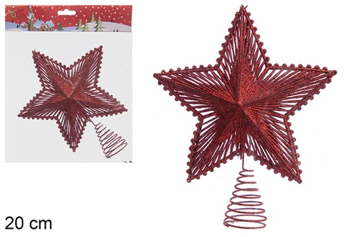 [205566] Red glitter tree star tip 20 cm