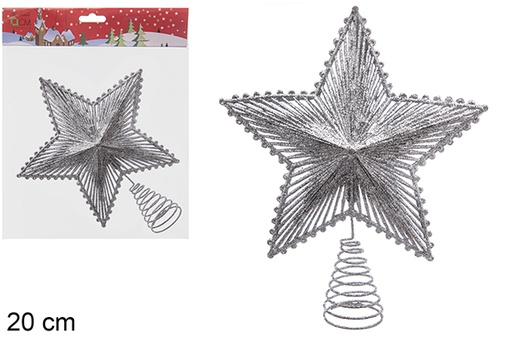 [205567] Silver glitter tree star tip 20 cm