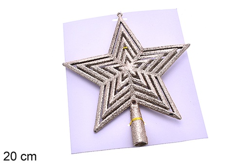 [205574] Champagne glitter openwork star tree tip 20 cm