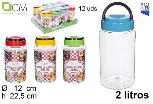 [108661] Pot en plastique transparent avec anse 2 l.