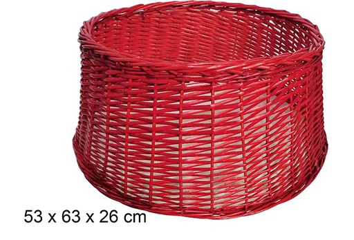 [111067] Cubre base mimbre color rojo para árbol Navidad 53x63 cm