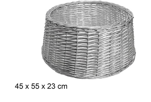 [111072] Silver wicker base cover for Christmas tree 45x55 cm