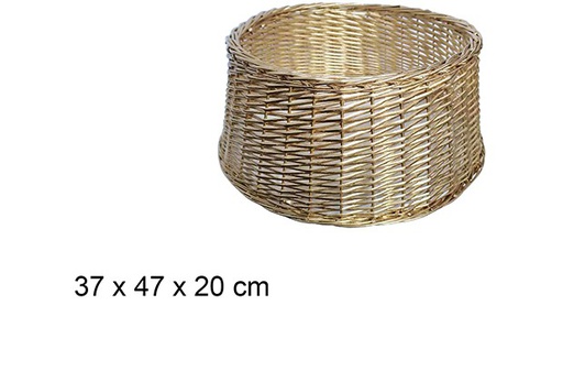 [111077] Gold wicker base cover for Christmas tree 37x47 cm