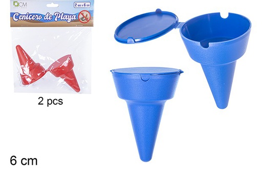 [110620] Pack 2 cinzeiros de praia em plástico 6 cm