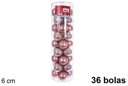 [110900] Pack 36 boules or rose brillantes/mates cylindre 6 cm