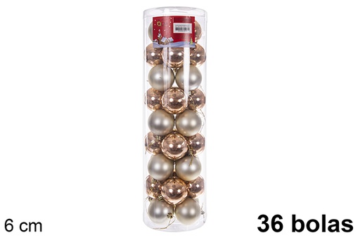 [110901] Pack 36 shiny/matte champagne bauble cylinder 6 cm