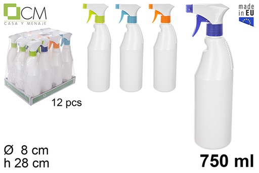 [111479] Flacon en plastique blanc avec pulvérisateur 750 ml