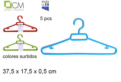 [102971] Pack 5 cabides de plástico cores diversas