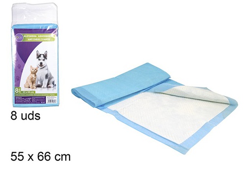 [110832] Pack 8 tapis absorbant antidérapant pour animaux de compagnie 55x66 cm