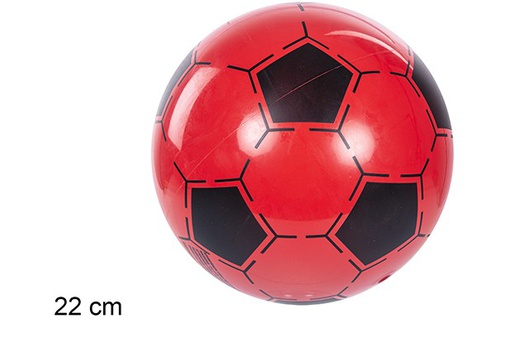 [110876] Bola de futebol de plástico inflada vermelha  22 cm