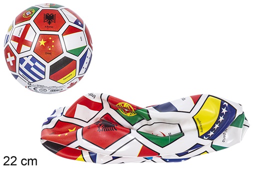 [110885] Assorted decorated plastic ball with flags, 22 cm