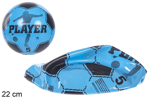 [110892] Pallone da calcio in plastica blu da 22 cm