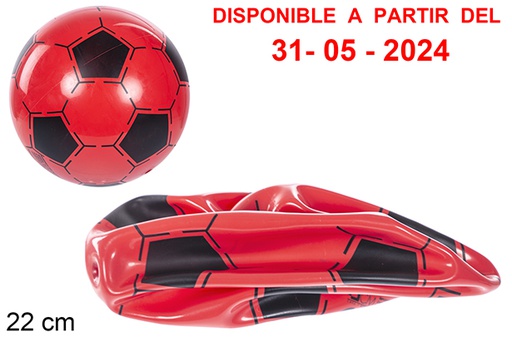 [110893] Ballon de football dégonflé rouge décoré 22 cm