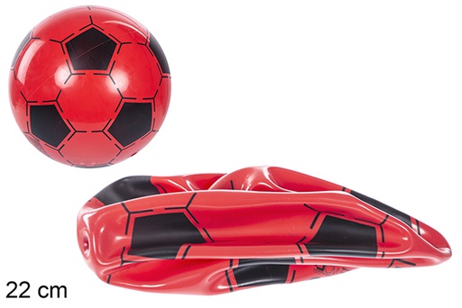 [110893] Ballon de football en plastique rouge 22 cm