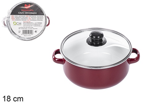 [110790] Olla roja con tapa cristal 18cm