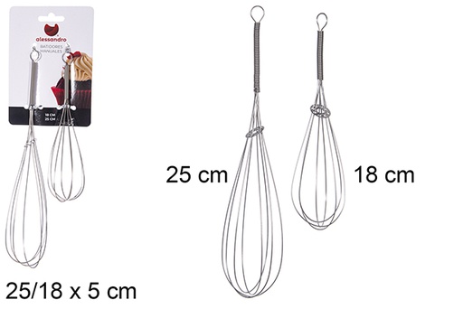 [110391] Pack 2 Spring stainless steel mixers 25/18 cm