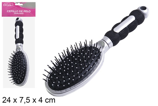 [110529] Black handle oval hair brush