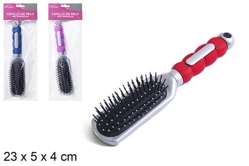 [110534] Brosse à cheveux rectangulaire manche couleurs assorties