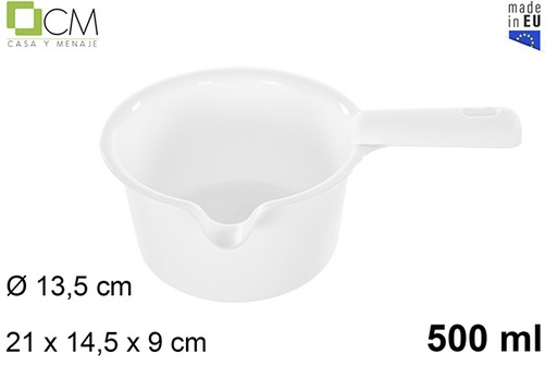 [111518] Casseruola microonde in plastica bianca 500 ml