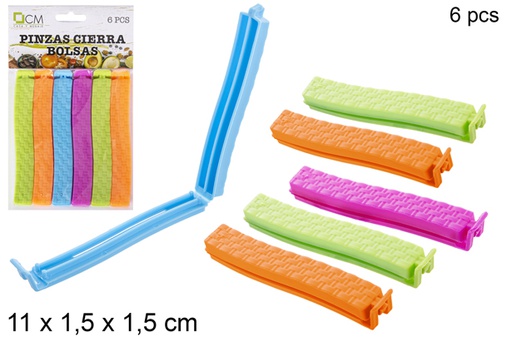 [110627] Pack 6 morsetti chiudi buste colori assortiti 11 cm