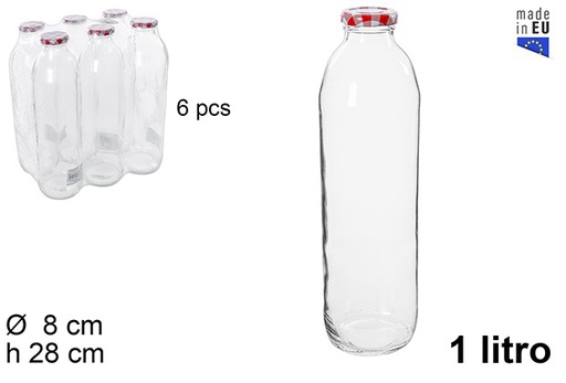 [111613] Round glass bottle vichy lid 1 l.