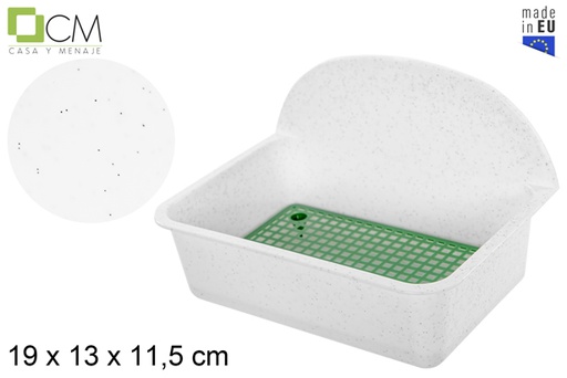 [111520] Plastic scrubber holder with grille white granite effect