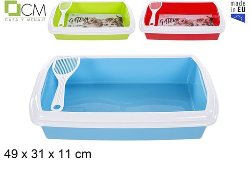 [102952] Plastic cat flap with lid and scoop assorted colors
