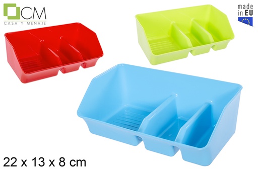 [111451] Estropajero plástico 3 compartimentos colores surtidos