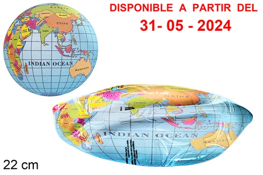 [111556] ballon dégonflé décoré carte du monde 22cm