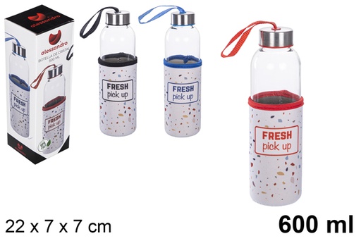 [108732] Botella cristal con funda 600 ml